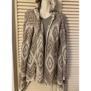 Knit hoodie waterfall cardigan